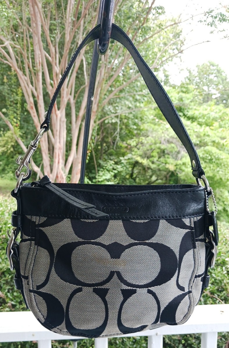 Coach 41856 Mini Zoe Black Signature C Canvas w/Leather Trim Coach 41856 Mini Zoe Black Signature C Canvas w/Leather Trim