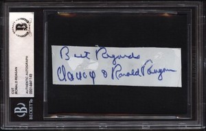Ronald & Nancy Reagan Signed Autograph Cut Signature Encapsulated Beckett BAS