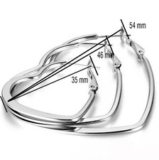 2pcs Women's Stainless Steel Hollow Heart Shape Large Hoop Silver Earrings