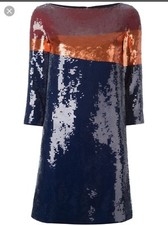 Tory Burch Ophelia Women's Dress Size Colorblock Sequin Cocktail Dress