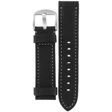 Hadley Roma MS2036 Black Genuine Calfskin Leather Watch Band Strap 22 mm