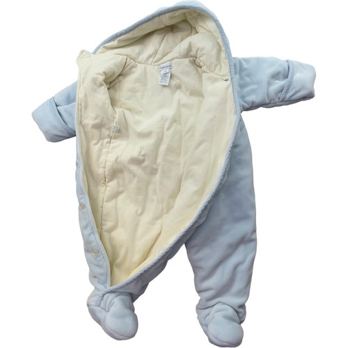 Ralph Lauren Baby Bunting Snow Suit 9 Months Button Up Blue Winter Pram Used - Picture 3 of 8