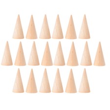 20x Jewelry Finger Ring Display Holder Stand Wood Cone Rack Show Case Organizer