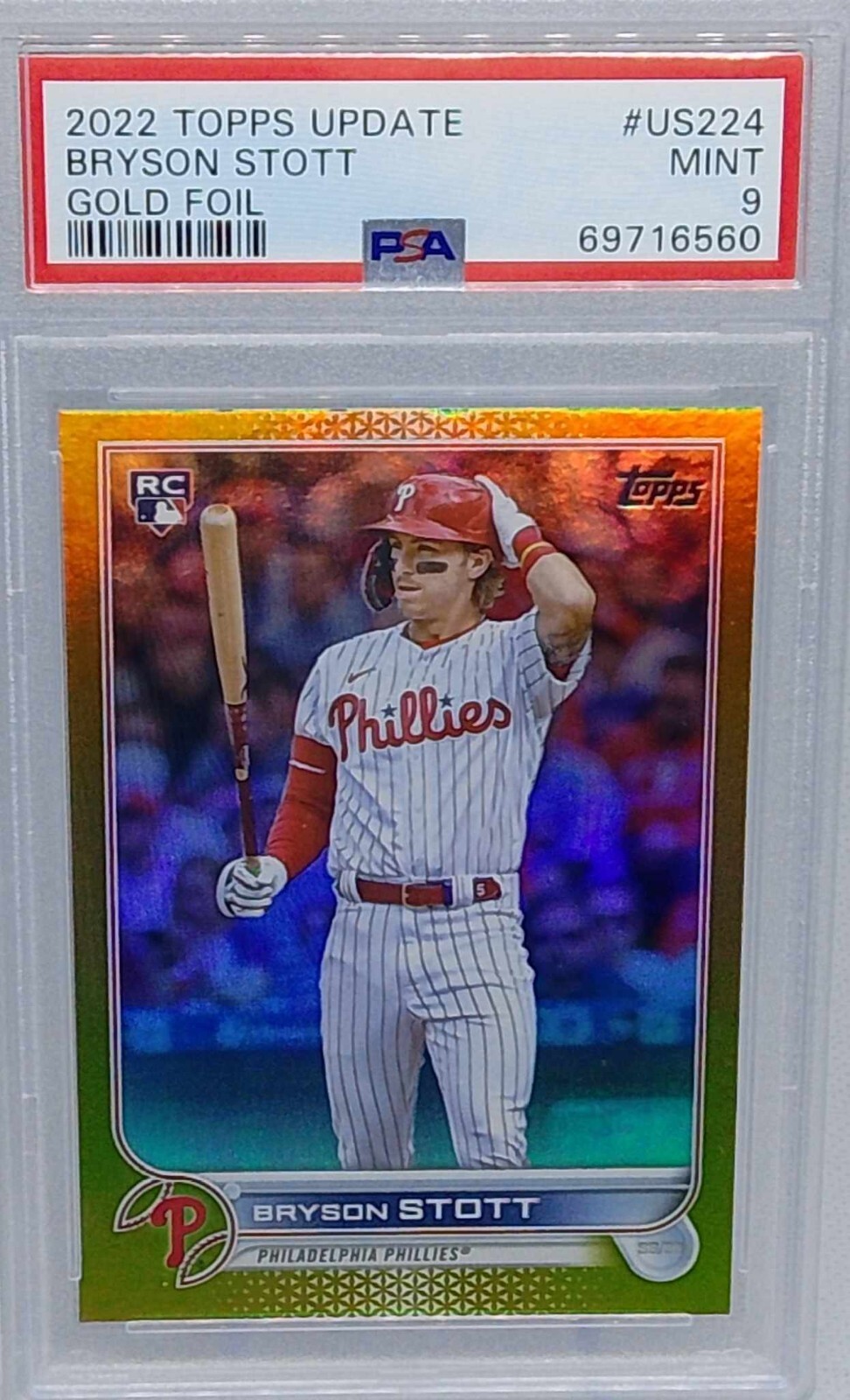 2022 Topps Update #US 224 Bryson Stott Gold Foil RC SPA 9