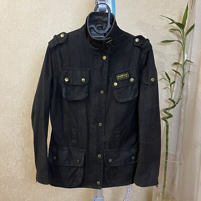 ジャケット・アウター Barbour International Barbour International Women's Belted Wax Biker Utility