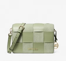 ☂️🍄Michael Kors Mercer Small Woven Faux Leather and Suede Crossbody Bag NWT