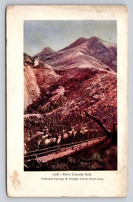 1909 Silver Cascade Falls Colorado Springs Cripple Creek Short Line Postcard