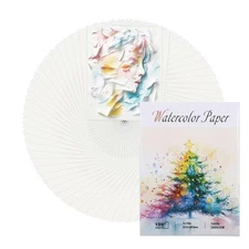 Ddaowanx 120 Sheets Watercolor Paper Bulk,140 lb/300 GSM Cold Press Paper Whi...