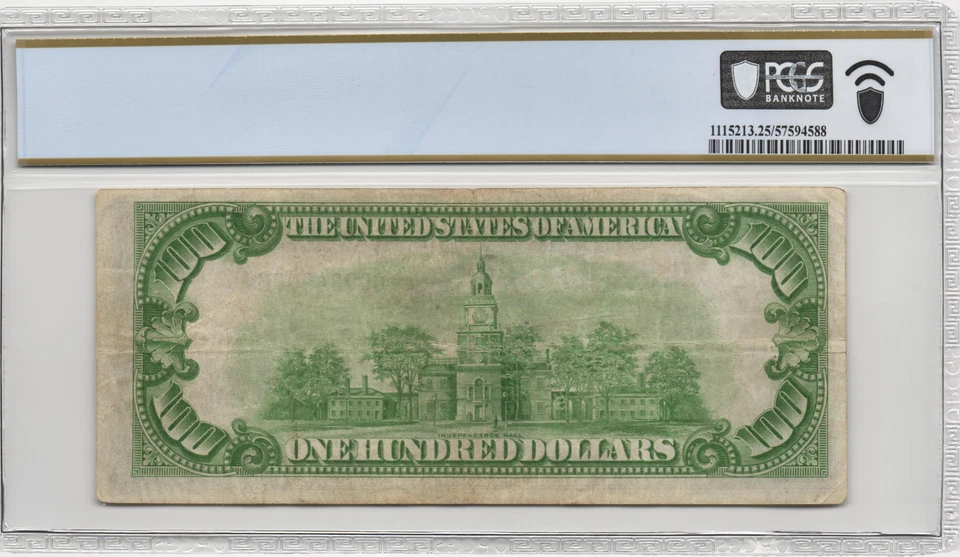 Fr.2150-G 1928 Chicago $100 Numeric Seal Federal Reserve Note PCGS VF 25 - Image 2 of 2