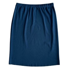 Ming Wang Knit Pencil Skirt Womens L Black Elastic Waist Knee Length Acrylic