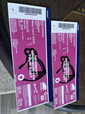 Herbert Grönemeyer 2 Tickets Lanxess Arena Köln 21.06.2027 Unterrang 207