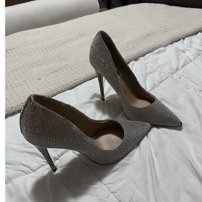 Steve Madden Diamond Daisie Rhinestone Silver Pointed Toe Stiletto Heels Pumps