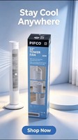 Pifco 32” Oscillating Tower Fan White 3 Speed Cooling Fan Home Office 50W