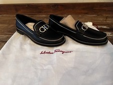 Salvatore Ferragamo Gancini Made In Italy Black Leather Loafers Women s Size 7.5
