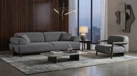Sofa Garnitur 3-Sitzer Sessel Modern Grau Bequem Couch Polster