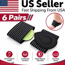 6 Pairs Arch Support Relief Cushioned Foot Plantar Fasciitis Pain Shoe Insoles