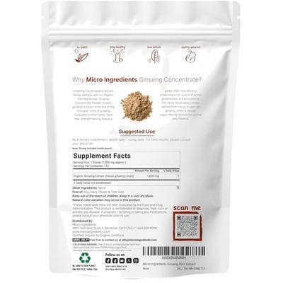 Korean Ginseng 4oz Powder - No Additives or Preservatives