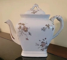 Antique O.P. Co. China Tea Pot Floral Gold Trim