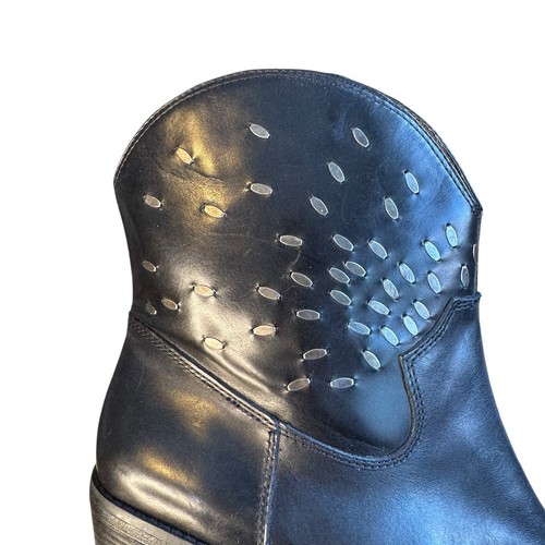 Nine West Gertrude Silver Studded Boots Cowboy Western Black Leather Size 7 - Picture 7 of 12
