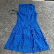 Lauren Ralph Lauren Dress Womens Size 2P Blue Lace Viscose Sleeveless Fit Flare