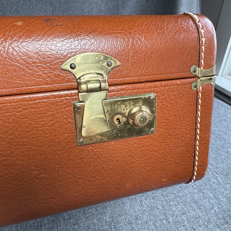 Vintage Platt AIRESS Suitcase Leather Brown Monogram 21x15x6.5” EXC - Image 3 of 4
