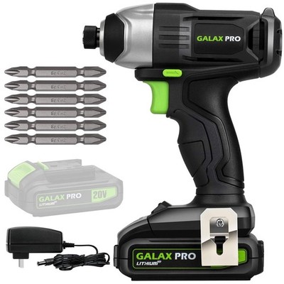 Impact Driver 20 V Lithium Ion 1/4'' Hex Cordless Driver with LED Work Light, ...
