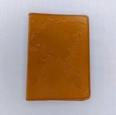Miles To Go Brown Leather Passport Cover World Map Relief