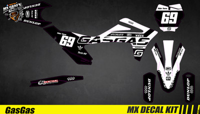 Mx Grafx Moto Decal Kit for Gas Gas - White & Black