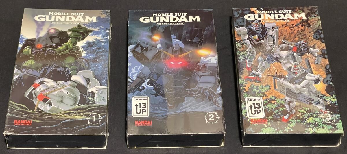 MOBILE SUIT GUNDAM THE O8TH MS TEAM SEALED VHS VOLUME 1 2 3 BANDAI RARE