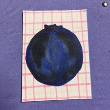ACEO ORIGINAL Blueberry Fruit Food Art Trading Card 1/1 3.5 X 2.5