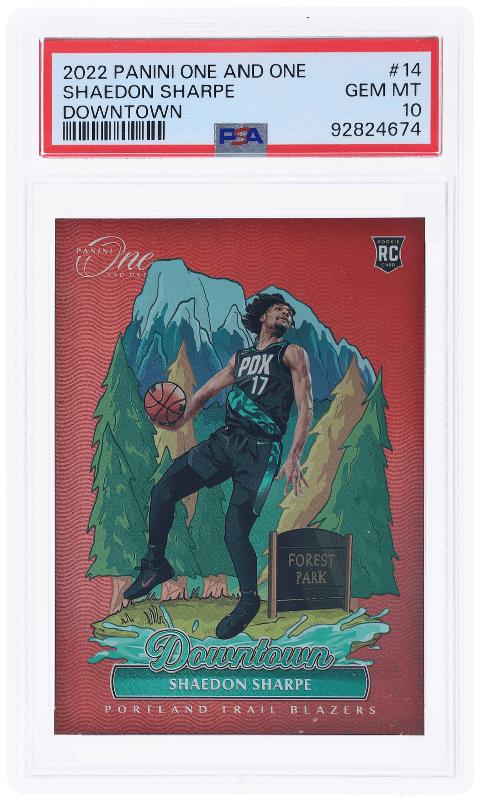 2022 Panini One and One Shaedon Sharpe Downtown #14 PSA 10 Rookie RC