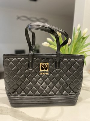 Love Moschino Napa Quilted Faux Napa Tote Bag in black