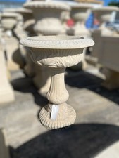 Tall Reconstituted Stone Planter Leaf Pattern