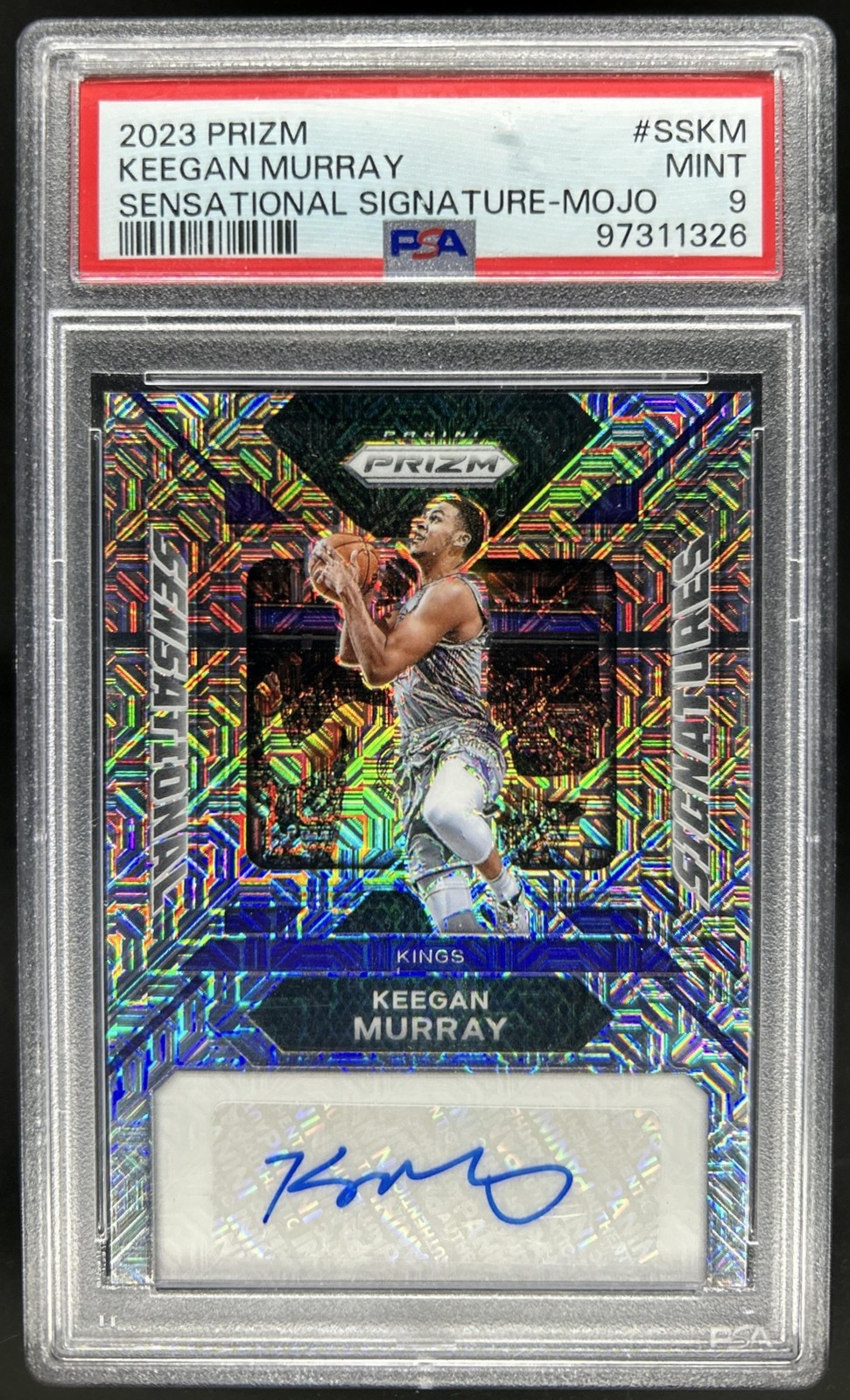 2023-24 Prizm Keegan Murray Sensational Signatures Prizm Mojo Auto #/25 PSA 9 view 1