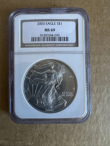2003 $1 American Silver Eagle NGC MS69 Brown Label