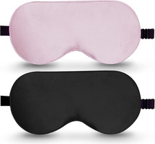 100 Real Mulberry Silk 2 Pack Sleep Mask, Natural Pure Silk Eye Masks with Adju