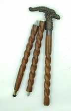 Wooden Walking Stick with Crow Handle   Handmade Antique Style Cane Gift