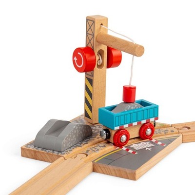 Bigjigs Rail Magnetic Gravel Crane & Pulley, Holzeisenbahn Set Zubehör