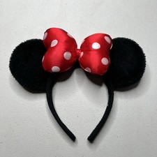 Disney Parks Classic Minnie Mouse Red Poka Dot Bow Ears Headband Pre-owned