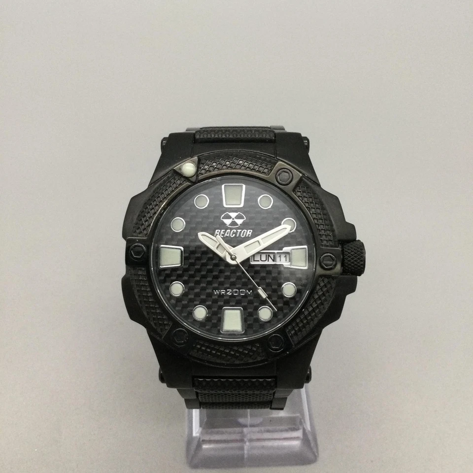Reactor Meltdown Watch Mens 44mm Day Date Carbon Fiber 200M New Battery 6.5" - Image 2 of 4