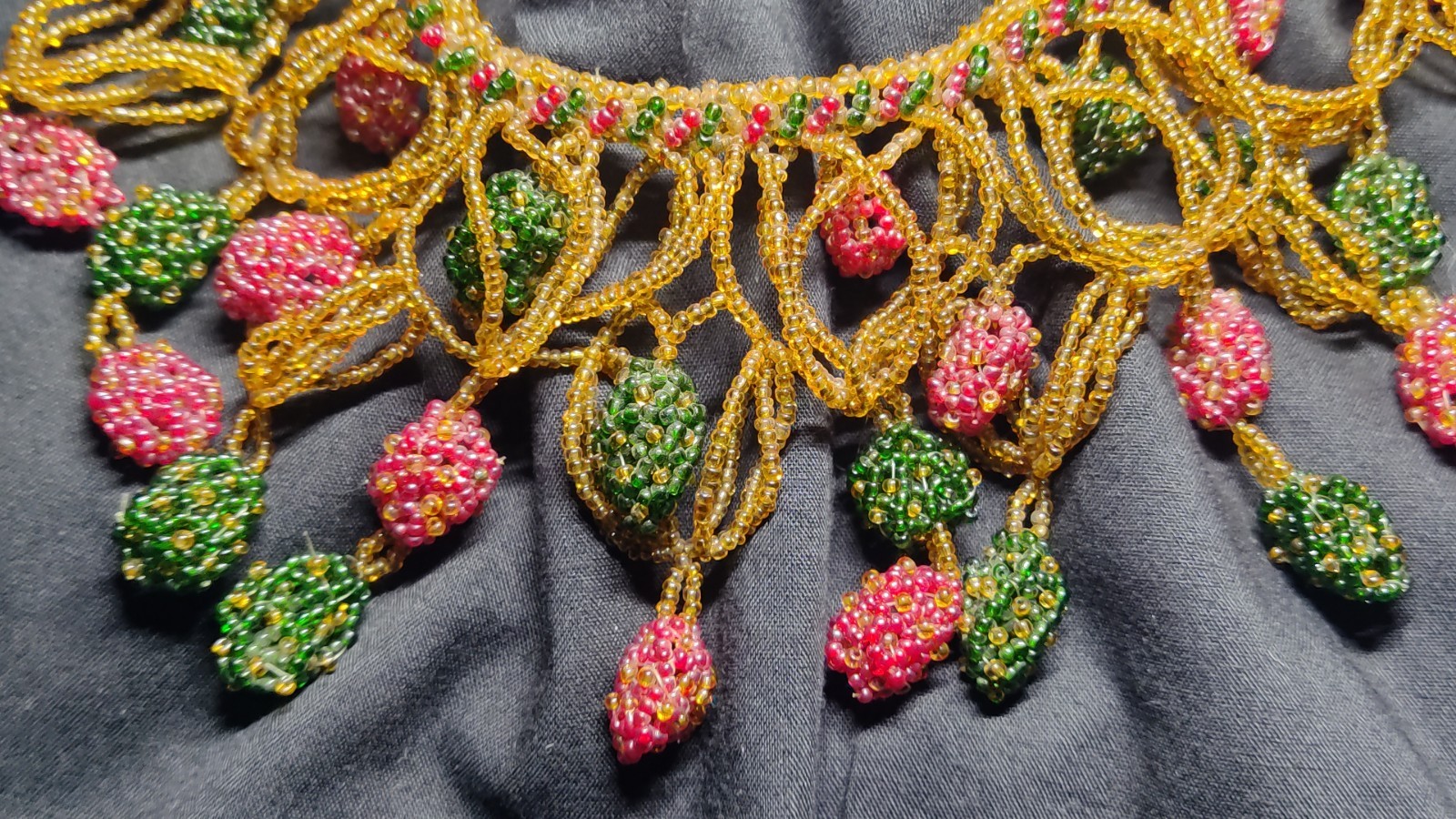 Intricately Hand-beaded Statement Necklace "Sugar… - image 3