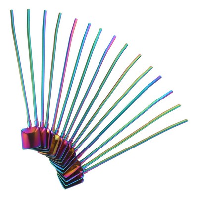  15 Pcs Cocktail Mixing Straw Spoon Shovel Shape Drinking Coffee with