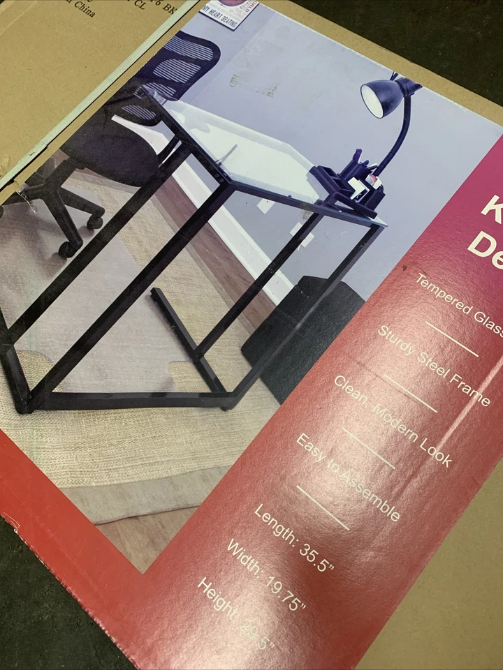 Офисный стол Lumisource Kappa со стеклянным верхом и металлической рамой - Изображение 4 из 4