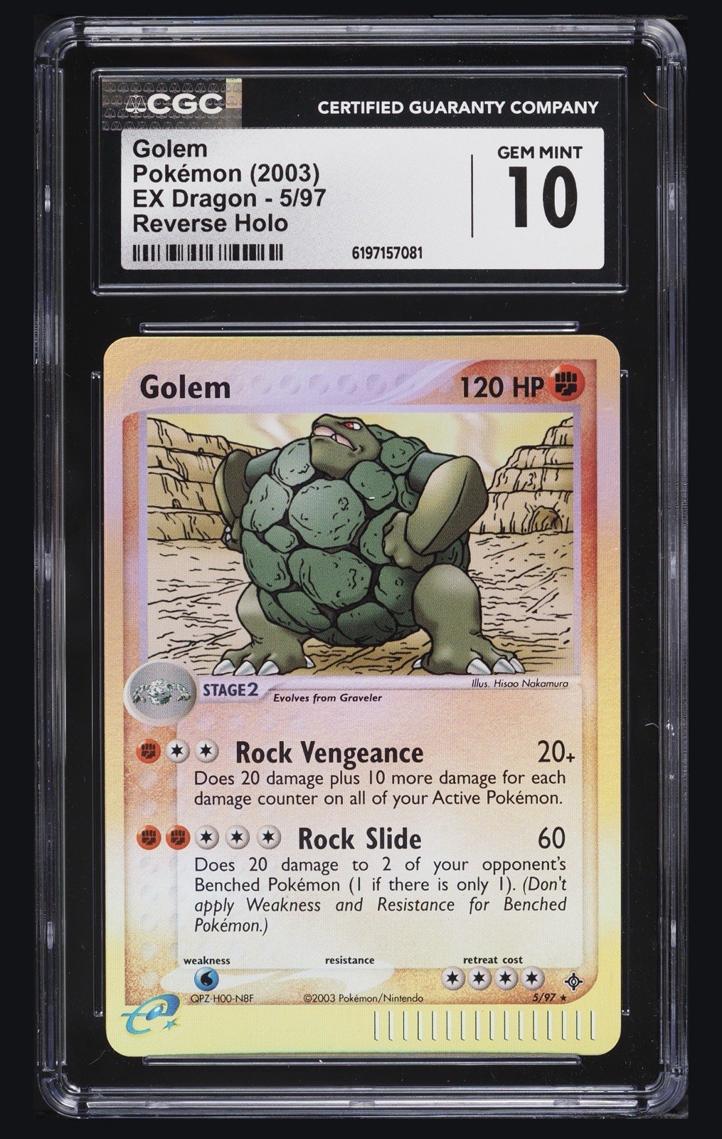 CGC 10 Golem 5/97 EX Dragon (2003) English Reverse Holo Pokemon TCG