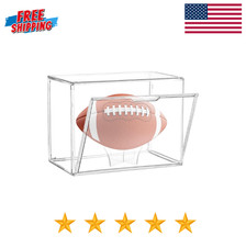 Football Display Case Full Size Acrylic Clear Box with Stand UV Protected Memo