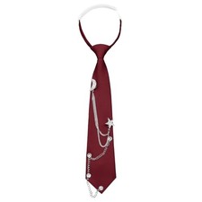 Punk Neck Ties for Women Girls, Adjustable Pre-tied Womens Tie Solid Burgundy