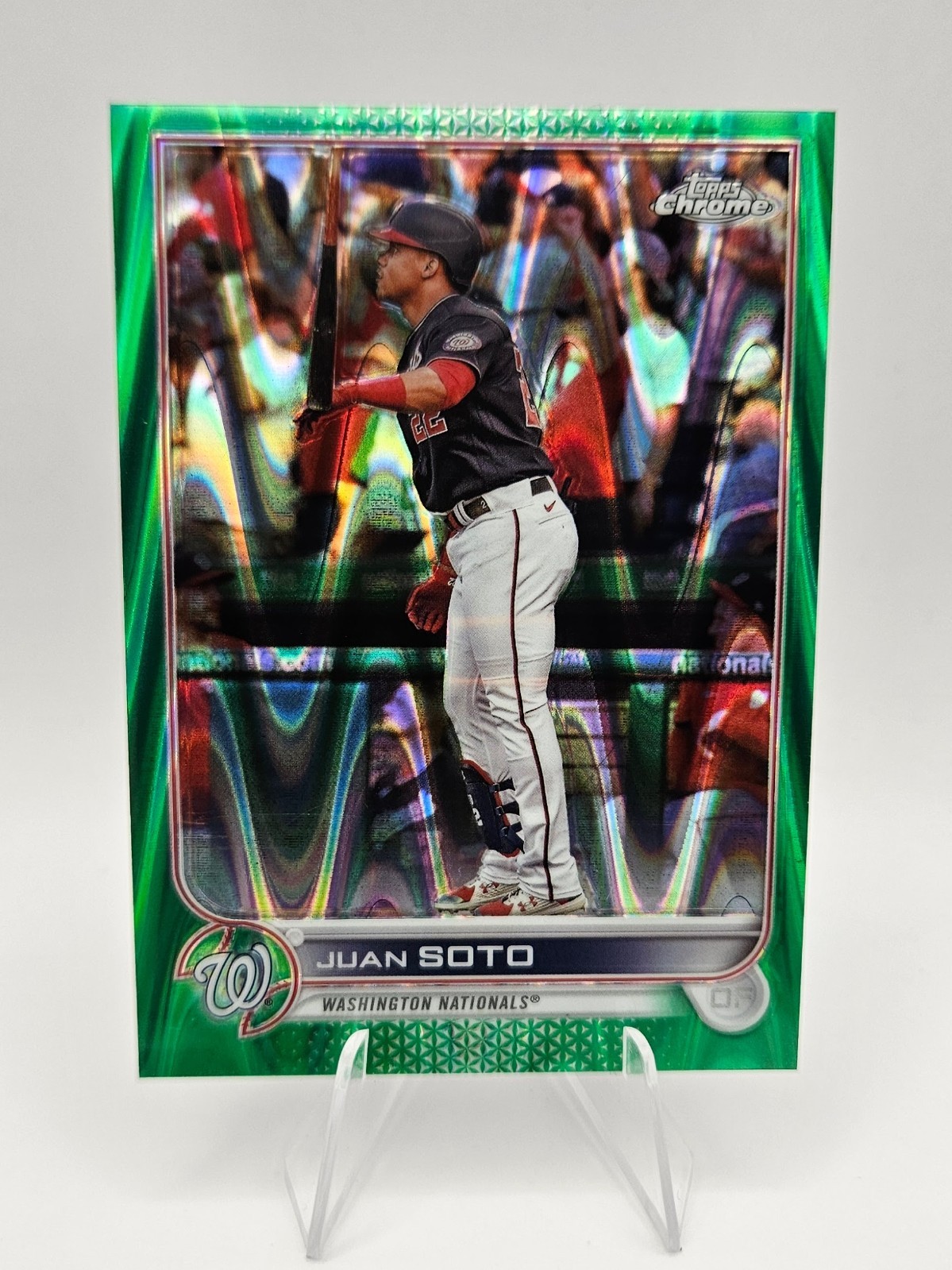 2022 Topps Chrome #129 Juan Soto - Green Raywave Refractor #d /99 - Nationals