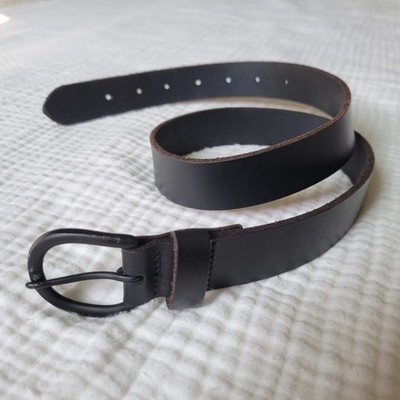 Black Genuine Leather Belt All Black Goth Emo Scene Unisex Small