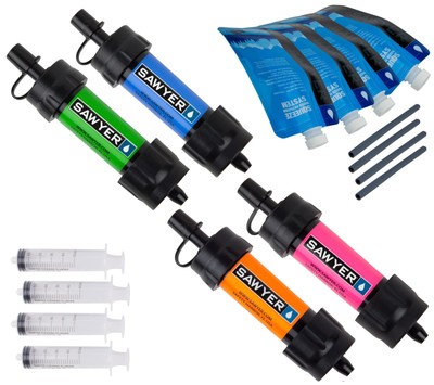 Water Filtration System 4 Pack Mini Portable Lightweight Sawyer SP124 Products