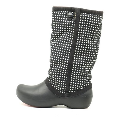 Crocs Damen Winterstiefel Polka Dots Stiefel Schwarz Weiß Textil Mittel EU 38-39